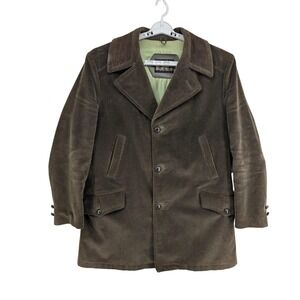 Vintage Sears The Mens Store Corduroy Country Coat Greenish Brown Wool Lined 42